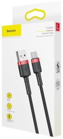 KABEL USB-A -> USB-C Baseus Cafule CATKLF-A91 50cm 3A QC 3.0 CZARNO-CZERWONY W OPLOCIE BASEUS