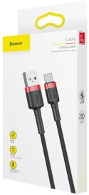 KABEL USB-A -> USB-C Baseus Cafule CATKLF-C91 200cm 2A QC 3.0 CZARNO-CZERWONY W OPLOCIE BASEUS