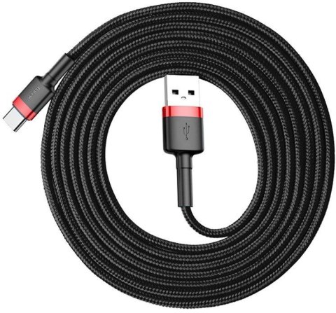 KABEL USB-A -> USB-C Baseus Cafule CATKLF-C91 200cm 2A QC 3.0 CZARNO-CZERWONY W OPLOCIE BASEUS