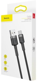 KABEL USB-A -> USB-C Baseus Cafule CATKLF-CG1 200cm 2A QC 3.0 CZARNO-SZARY W NYLONOWYM OPLOCIE BASEUS