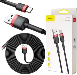 KABEL USB-A -> USB-C Baseus Cafule CATKLF-U91 300cm 2A QC 3.0 CZARNO-CZERWONY W OPLOCIE BASEUS