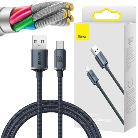 KABEL USB-A -> USB-C Baseus Crystal CAJY000401 120cm 100W 6A QC 3.0 W OPLOCIE PREMIUM BASEUS