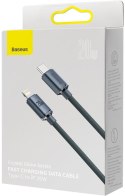 KABEL USB-C -> Lightning / iPhone Baseus Crystal CAJY000201 1.2m 20W PD Quick Charging CZARNY W OPLOCIE PREMIUM BASEUS