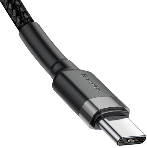 KABEL USB-C / USB-C Baseus Cafule CATKLF-GG1 100cm 60W 3A PD 2.0 QC 3.0 CZARNO-SZARY W OPLOCIE BASEUS