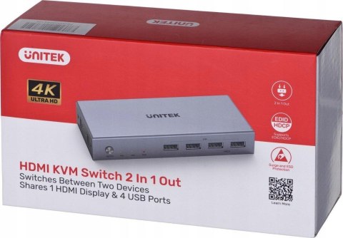 Unitek V307A przełącznik KVM 4K HDMI 2.0 2w1 UNITEK