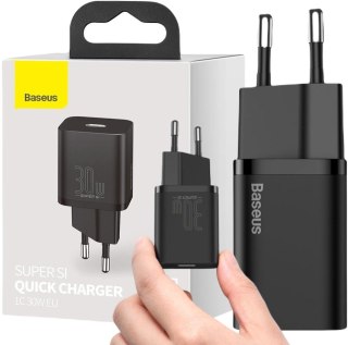 ŁADOWARKA SIECIOWA Baseus Super Si Quick Charger 1C CCSUP-J01 30W 1x USB-C PD 3.0 QC 3.0 CZARNA BASEUS