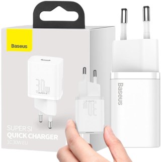 ŁADOWARKA SIECIOWA Baseus Super Si Quick Charger 1C CSUP-J02 30W 1x USB-C PD 3.0 QC 3.0 BIAŁA BASEUS