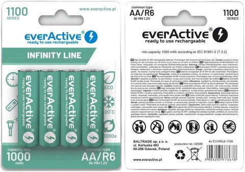 Akumulatorki AA / R06 Ni-MH everActive 1100mAh Infinity Line 3000 cykli (blister 4 szt.) EVERACTIVE