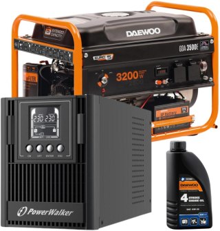 ZESTAW AWARYJNEGO ZASILANIA AGREGAT DAEWOO GDA 3500E + UPS POWERWALKER VFI 1000 AT FR DAEWOO POWER PRODUCTS