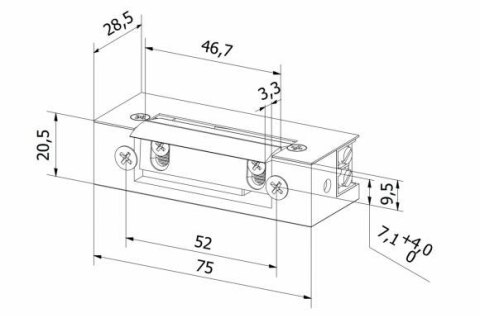 Elektrozaczep przeciwpożarowy HARTTE SHD12RM 12V DC rewersyjny z monitoringiem BIRA