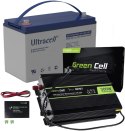 ZESTAW PRZETWORNICA Green Cell 12V->230V 300W/600W CZYSTY SINUS + AKUMULATOR AGM ULTRACELL 12V 100Ah GREEN CELL