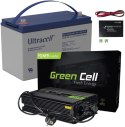 ZESTAW PRZETWORNICA Green Cell 12V->230V 300W/600W CZYSTY SINUS + AKUMULATOR AGM ULTRACELL 12V 100Ah GREEN CELL