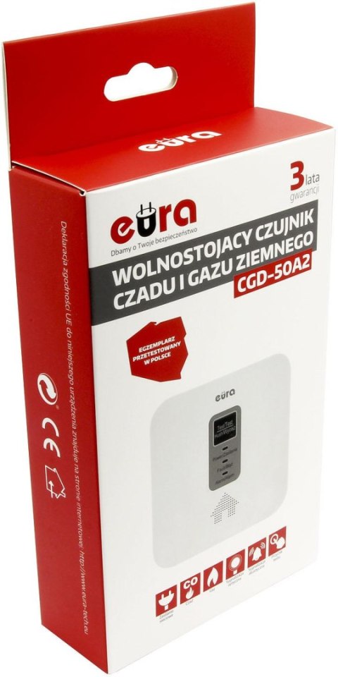 Czujnik czadu i gazu ziemnego 2w1 Eura CGD-50A2 EURA