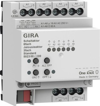 GIRA aktor przekaźnikowy/żaluzjowy 6x/3x 16 A standard KNX ONE 502300 GIRA