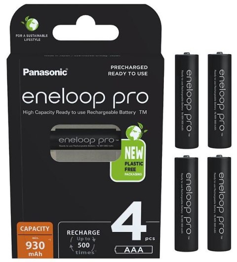 Akumulatorki R03 / AAA Panasonic Eneloop PRO 930mAh Ni-MH BK-4HCDE/4BE (blister 4 szt.) PANASONIC