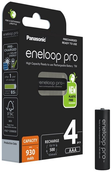 Akumulatorki R03 / AAA Panasonic Eneloop PRO 930mAh Ni-MH BK-4HCDE/4BE (blister 4 szt.) PANASONIC