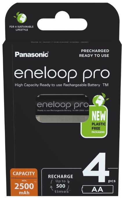 Akumulatorki R6 / AA Panasonic Eneloop PRO 2500mAh Ni-MH BK-3HCDE/4BE (blister 4 szt.) PANASONIC