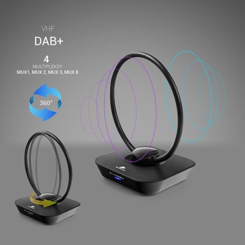 Antena pokojowa DVB-T2 Spacetronik Locus TV zasilacz 45dB SPACETRONIK