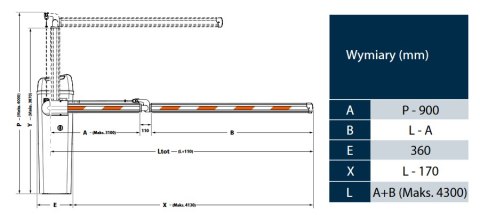 Szlaban FAAC B614 - zestaw z ramieniem "S" 3300mm FAAC