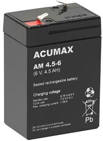 Akumulator AGM ACUMAX serii AM 6V 4,5Ah ACUMAX