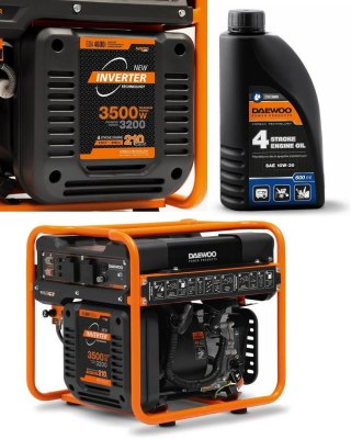 ZESTAW AGREGAT PRĄDOTWÓRCZY INWERTOROWY DAEWOO GDA 4600i 3.5kW + GENERATOR OIL SAE 10W-30 DWO 600 DAEWOO POWER PRODUCTS