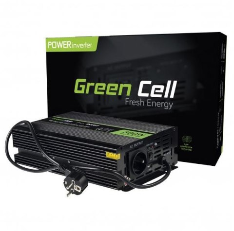 PRZETWORNICA NAPIĘCIA INWERTER Green Cell 12V -> 230V 300W/600W CZYSTA SINUSOIDA INV07 GREEN CELL