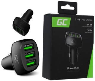 ŁADOWARKA SAMOCHODOWA Green Cell POWERRIDE 54W 3xUSB 18W ULTRA CHARGE CADGC01 GREEN CELL