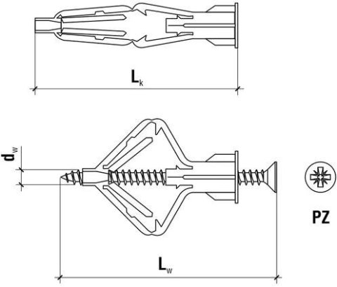 Kołki do karton gipsu 10 x 50 nylon 100szt. WKRĘT-MET