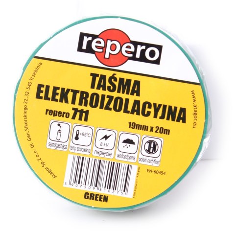 TAŚMA IZOLACYJNA REPERO 711E ZIELONA 19MMX20M REPERO