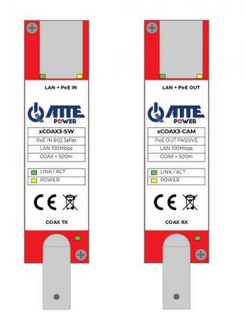 Zestaw aktywnych konwerterów do transmisji Ethernet oraz PoE xCOAX3-SET ATTE