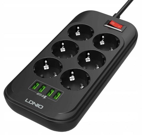 Listwa zasilająca LDNIO SE6403 6 Gniazd + 4x USB Przedłużacz LDNIO