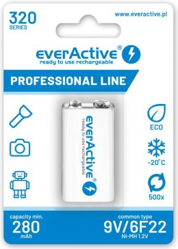 Akumulatorek 6F22 Ni-MH everActive 9V 320mAh Professional Line (1 szt.) EVERACTIVE