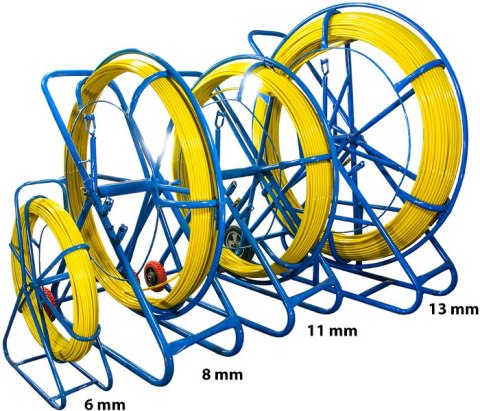 WŁÓKNO SZKLANE DO PRZECIĄGANIA KABLI 4,5mm / 100m (PILOT / STALKA) PE + STOJAK OEM