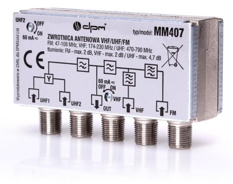 Zwrotnica antenowa DVB-T FM/VHF/UHF1/UHF2 DPM SOLID