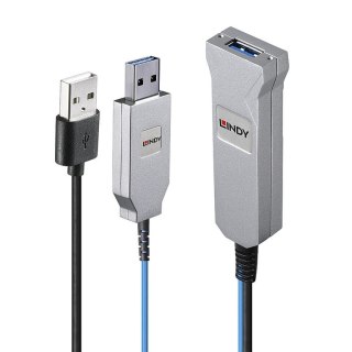 Lindy 43345 kabel USB 30 m USB 3.2 Gen 1 (3.1 Gen 1) USB A 2 x USB A Niebieski, Srebrny Lindy