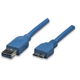 Techly ICOC-MUSB3-A-020 kabel USB 1,5 m USB 3.2 Gen 1 (3.1 Gen 1) USB A Micro-USB B Niebieski Techly