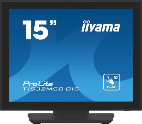 Iiyama ProLite T1532MSC-B1S monitor komputerowy 38,1 cm (15") 1024 x 768 px XGA LCD Ekran dotykowy Czarny Iiyama