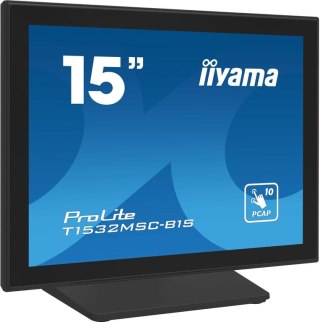 Iiyama ProLite T1532MSC-B1S monitor komputerowy 38,1 cm (15") 1024 x 768 px XGA LCD Ekran dotykowy Czarny Iiyama