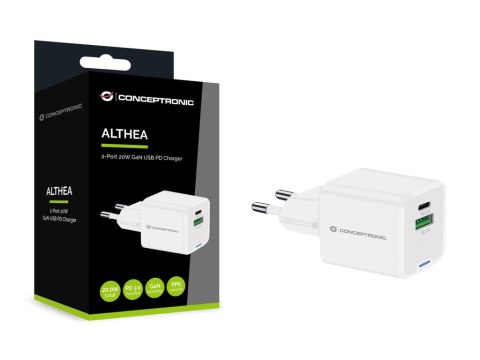 Conceptronic ALTHEA15W ładowarka do urządzeń przenośnych Uniwersalne Biały Prąd przemienny Szybkie ładowanie Wewnętrzna Conceptronic