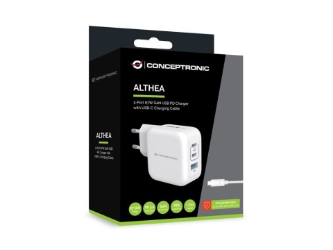 Conceptronic ALTHEA17W ładowarka do urządzeń przenośnych Uniwersalne Biały Prąd przemienny Szybkie ładowanie Wewnętrzna Conceptronic