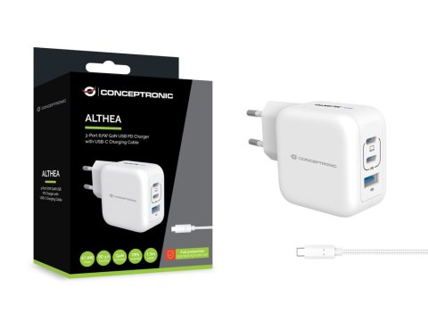 Conceptronic ALTHEA17W ładowarka do urządzeń przenośnych Uniwersalne Biały Prąd przemienny Szybkie ładowanie Wewnętrzna Conceptronic