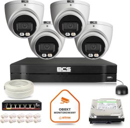 Zestaw monitoringu IP BCS Line 4x Kamera BCS-L-EIP15FCR3L3-AI1 Rejestrator z dyskiem 1TB BCS LINE