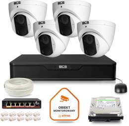 Zestaw monitoringu IP BCS Point 4x Kamera BCS-P-EIP14FSR3 Rejestrator z dyskiem 1TB BCS POINT