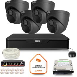 Zestaw monitoringu IP BCS Point 4x Kamera BCS-P-EIP28FWR3-Ai2-G Rejestrator z dyskiem 1TB BCS POINT