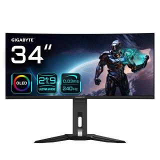 GIGABYTE MO34WQC2 monitor komputerowy 86,4 cm (34") 3440 x 1440 px Wide Quad HD OLED Czarny GIGABYTE