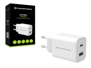 Conceptronic ALTHEA11W ładowarka do urządzeń przenośnych Uniwersalne Biały Prąd przemienny Szybkie ładowanie Wewnętrzna Conceptronic