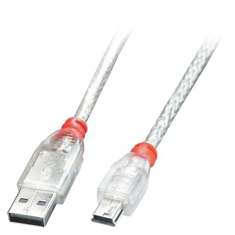 Lindy 41781 kabel USB USB 2.0 0,5 m USB A Mini-USB B Przezroczysty Lindy