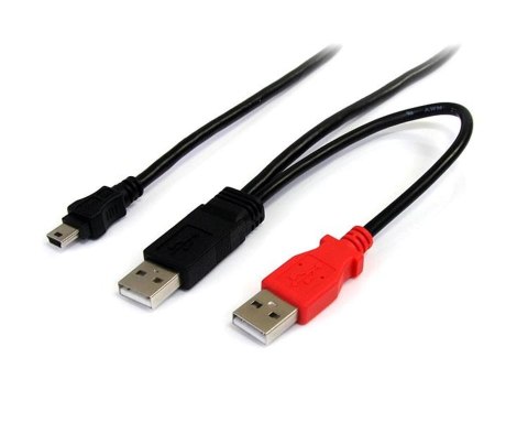 StarTech USB2HABMY6 kabel USB 1,8 m USB 2.0 Mini-USB B 2 x USB A Czarny, Czerwony StarTech.com