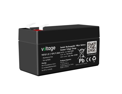 Akumulator AGM Voltage 12V 1,2Ah VE12-1.2 (Żywotność 6-9 lat) VOLTAGE