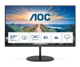 AOC V4 U27V4EA monitor komputerowy 68,6 cm (27") 3840 x 2160 px 4K Ultra HD LED Czarny AOC